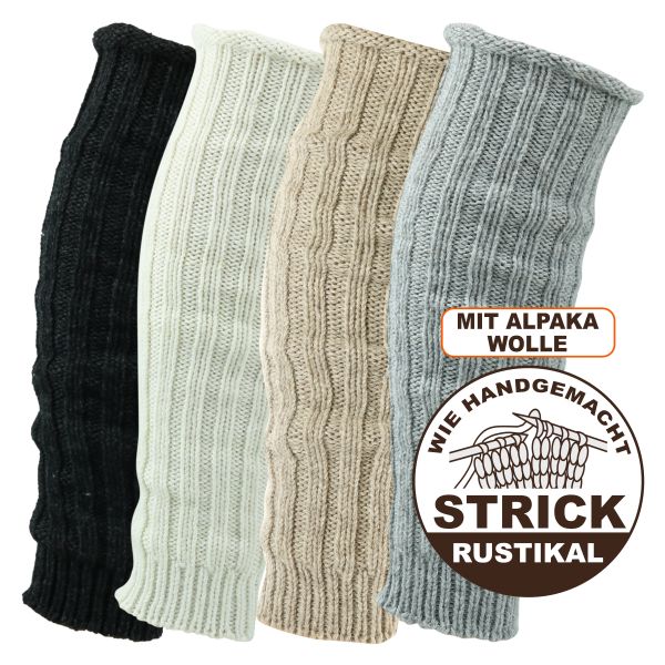 Warme Grobstrick Stulpen mit Alpalka Wolle für Arme oder Beine dezente Farben