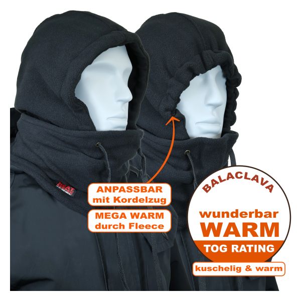 Herren Mega Thermo Fleece Balaclava Sturmhaube Heat Keeper schwarz TOG Rating 1.9