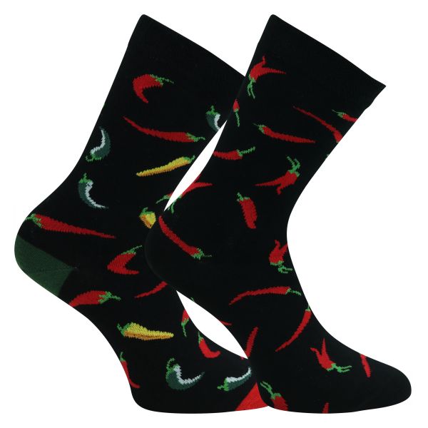 Hot Chili und Peperoni lustige Motiv-Socken - 2 Paar