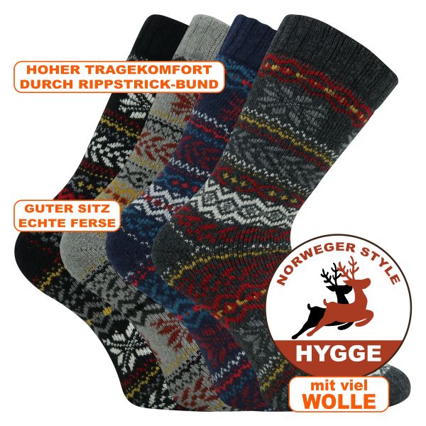 Wunderbar warme Hygge Socken mit viel Wolle im Fine Ethno Style