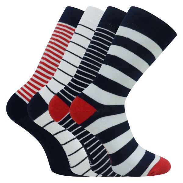Damen Socken Strümpfe Maritim Motive Gr 35-42 mit Baumwolle rot marine weiß