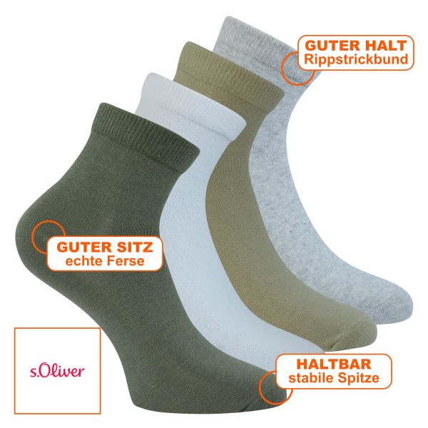 Quarter Socken minzgrün-oliv-grau-weiß-mix s.Oliver