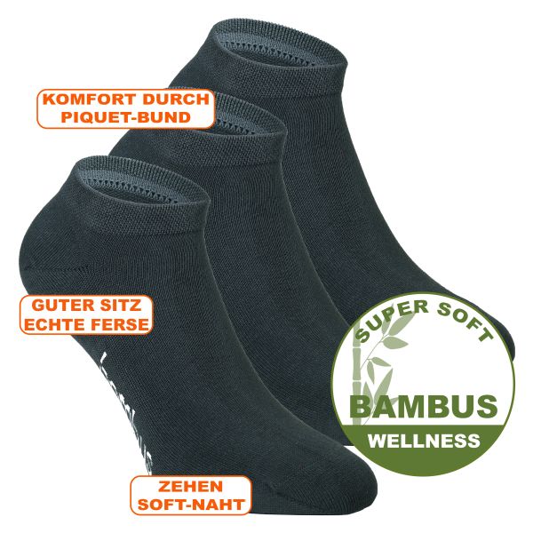 Schmeichelweiche Bambus Sneaker Socken anthrazit