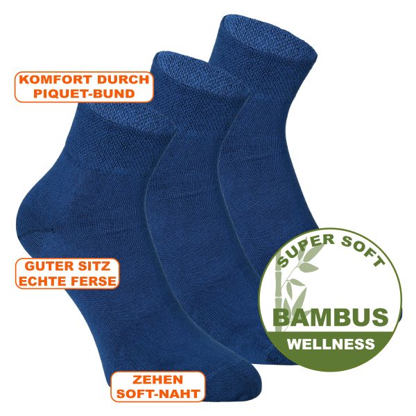 Schmeichelweiche Bambus Wellness Socken mit kurzem Schaft jeansblau