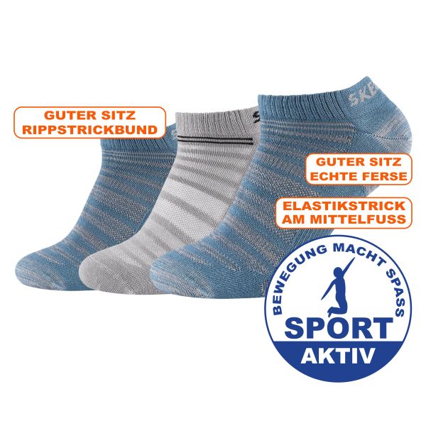 Skechers Sport-Sneakersocken mit Mesh-Ventilation grau-blau-mix