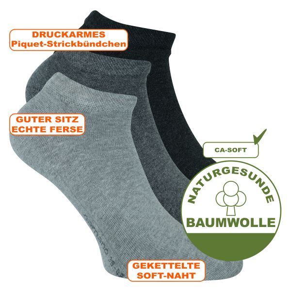 Baumwoll-Sneaker-Socken ohne Gummi Druck grau mix camano auf Rechnung  kaufen bei