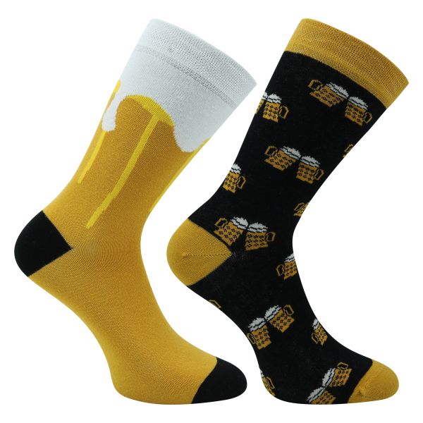 Lustige bunte Socken im Bierglas Design Hop­fen­kalt­scha­le - 2 Paar