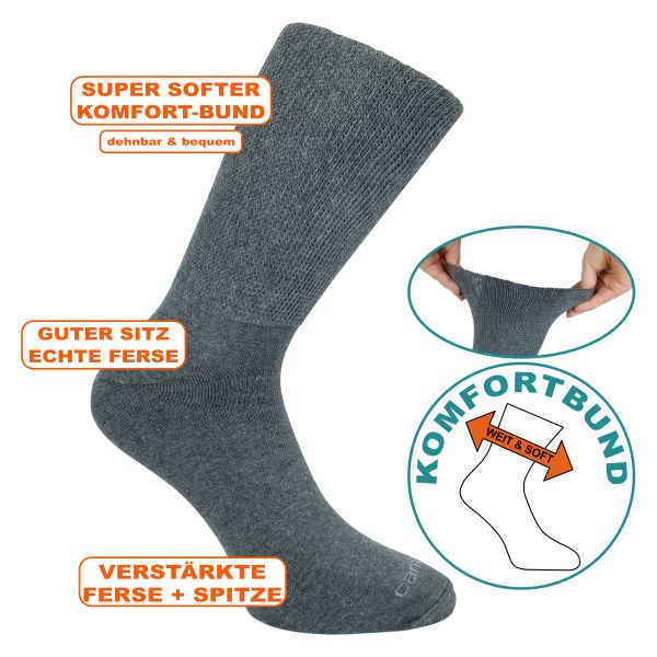 Socken super soft Camano anthrazit ohne Gummidruck auf Rechnung kaufen bei