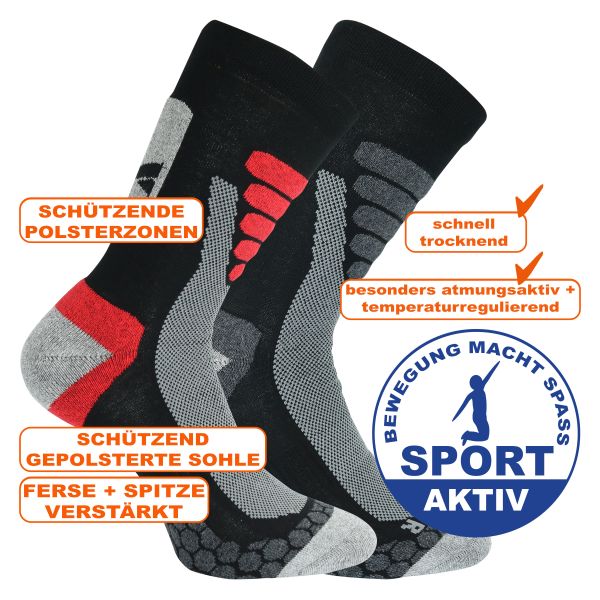 Allwetter XTREME Coolmax Walking Wander-Socken mit Polsterzonen schwarz-mix  auf Rechnung kaufen bei