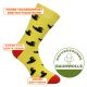 Bunte Motiv-Socken aus Baumwolle quietschiger schwarzer Enten-Spaß auf gelb Thumbnail