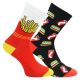 Knallige Motiv Socken FAST FOOD Pommes und Hamburger Design mit viel Baumwolle