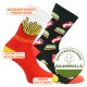 Knallige Motiv Socken FAST FOOD Pommes und Hamburger Design mit viel Baumwolle Thumbnail