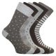 Feine Damen Socken ohne Gummidruck mit Streifen und Punkten beige-braun-mix