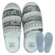 Gemütliche hyggelige graue Damen Hausschuhe Puschen Pantoffeln Folklore-Muster