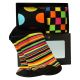 Schwarze Motiv Socken GESCHENKBOX mit bunten geometrischen Mustern mit Baumwolle Thumbnail