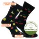 Lustige schwarze Motiv Socken bunter Obstgarten Kirsche, Ananas, Banane und Co. mit viel Baumwolle Thumbnail