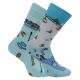 Stimmige Wintersport Motiv-Socken ausgefallenes Design Sessel-Lift Skifahrer mit viel Baumwolle Thumbnail