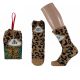 Kuschelige Flauschsocken Faultier o. Leopard Motiv Socken in Geschenkschachtel