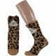 Kuschelige Flauschsocken Faultier o. Leopard Motiv Socken in Geschenkschachtel