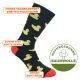Motiv-Socken aus Baumwolle quietschiger gelber Enten-Spaß auf schwarz Thumbnail