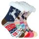 Wärmende Damen THERMO Hütten-Socken mit ABS-Noppen und dickem Teddyfutter Rentier
