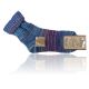 Warme Unikat Lieblings-Wollsocken im Skandinavien-Style wie handgestrickt mit Umschlag blau
