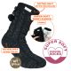Warme Skechers Teddy-Fleece Damen Homsocks mit Glitzer und Zierbommeln schwarz Thumbnail