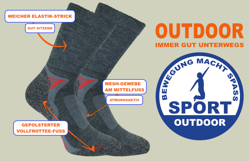 Warme weiche atmungsaktive Outdoor Trekking Socken mit Merinowolle